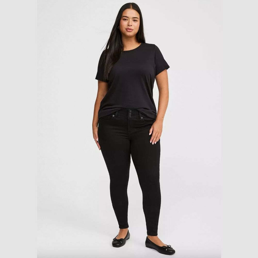 Black High Rise Super Skinny Jeans Ankle Crop | Torrid Premium Size 14R